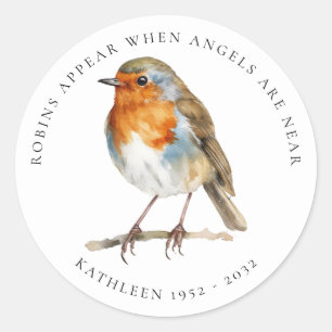 Robins Appear When Angels Are Near Classic Round Sticker
