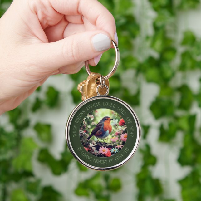 Robins Appear When Loved Ones Are Near Green Key Ring (Hand)