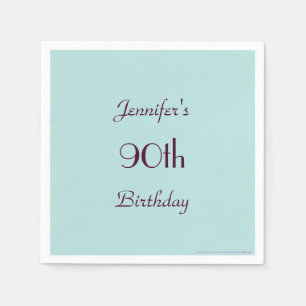 Robins Egg Blue, 90th Birthday Party, Name Paper Napkin
