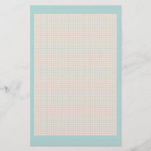 Robin's egg blue and pink grid stationery