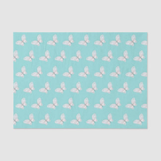 Robins Egg Blue and White Butterflies Tissue Paper