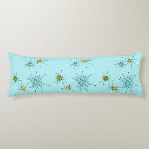 Robin's Egg Blue Atomic Starbursts Body Pillow