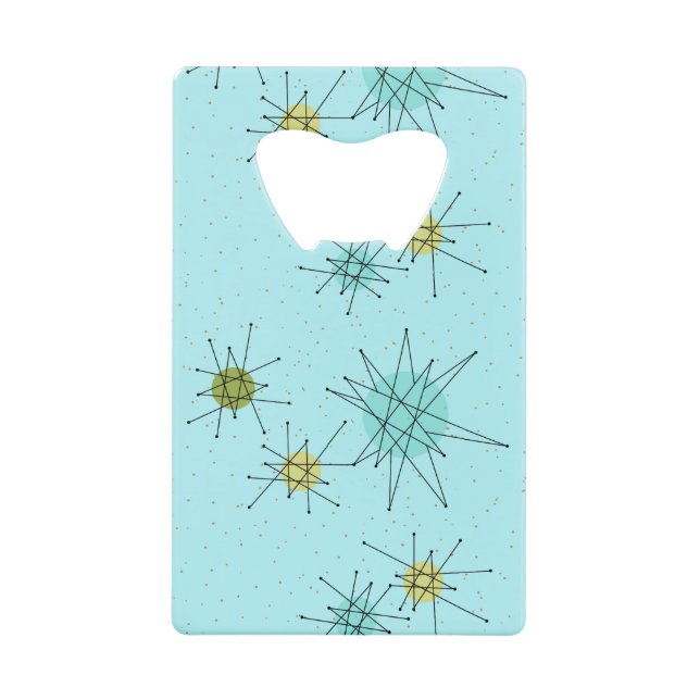 Robin's Egg Blue Atomic Starbursts Bottle Opener (Front)