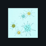 Robin's Egg Blue Atomic Starbursts Canvas Print<br><div class="desc">This Robin’s Egg Blue Iconic Atomic Starbursts Stretched Canvas Print pattern features iconic atomic starbursts. That’s right! The old school, robin’s egg blue coloured background with gold speckles is the perfect backdrop for the vibrant turquoise, soothing celery, and kitschy pear green coloured circles. The spots of colour are sporadically placed...</div>
