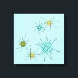 Robin's Egg Blue Atomic Starbursts Canvas Print<br><div class="desc">This Robin’s Egg Blue Iconic Atomic Starbursts Stretched Canvas Print pattern features iconic atomic starbursts. That’s right! The old school, robin’s egg blue coloured background with gold speckles is the perfect backdrop for the vibrant turquoise, soothing celery, and kitschy pear green coloured circles. The spots of colour are sporadically placed...</div>