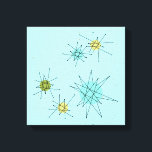 Robin's Egg Blue Atomic Starbursts Canvas Print<br><div class="desc">This Robin’s Egg Blue Iconic Atomic Starbursts Stretched Canvas Print pattern features iconic atomic starbursts. That’s right! The old school, robin’s egg blue coloured background with gold speckles is the perfect backdrop for the vibrant turquoise, soothing celery, and kitschy pear green coloured circles. The spots of colour are sporadically placed...</div>