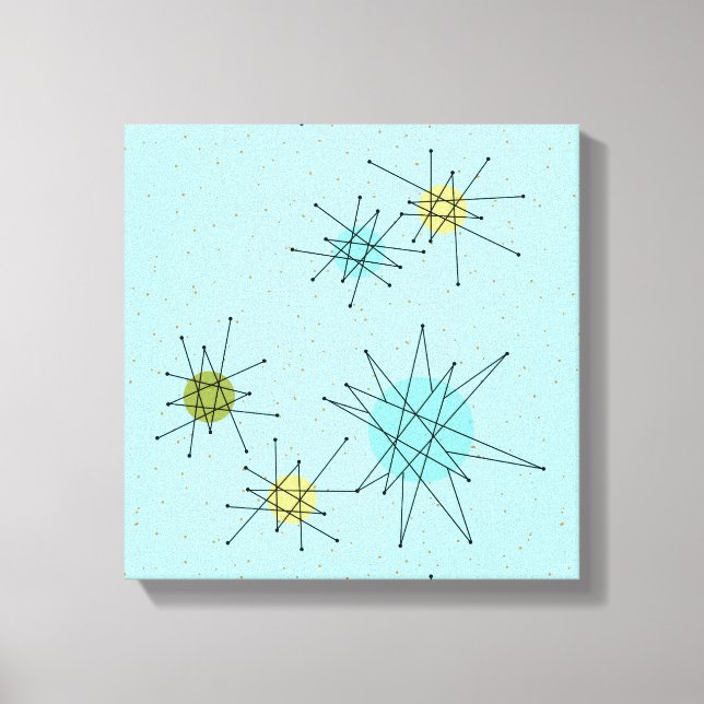 Robin's Egg Blue Atomic Starbursts Canvas Print (Front)