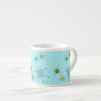 Robin's Egg Blue Atomic Starbursts Espresso Mug
