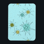 Robin's Egg Blue Atomic Starbursts Flexible Magnet<br><div class="desc">This Robin’s Egg Blue Iconic Atomic Starbursts Flexible Magnet pattern features iconic atomic starbursts. That’s right! The old school, robin’s egg blue coloured background with gold speckles is the perfect backdrop for the vibrant turquoise, soothing celery, and kitschy pear green coloured circles. The spots of colour are sporadically placed in...</div>