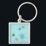 Robin's Egg Blue Atomic Starbursts Keychain<br><div class="desc">This Robin’s Egg Blue Iconic Atomic Starbursts Keychain pattern features iconic atomic starbursts. That’s right! The old school, robin’s egg blue coloured background with gold speckles is the perfect backdrop for the vibrant turquoise, soothing celery, and kitschy pear green coloured circles. The spots of colour are sporadically placed in various...</div>