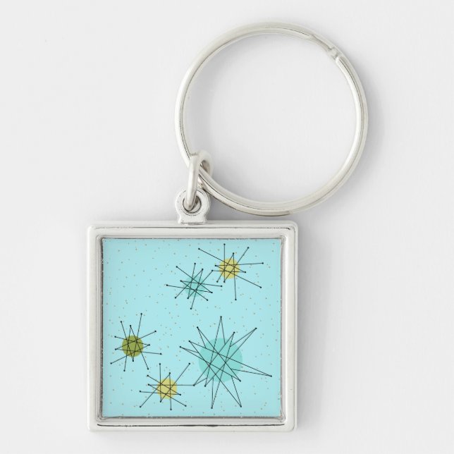 Robin's Egg Blue Atomic Starbursts Keychain (Front)