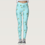 Robin's Egg Blue Atomic Starbursts Leggings<br><div class="desc">This Robin’s Egg Blue Iconic Atomic Starbursts Leggings pattern features iconic atomic starbursts. That’s right! The old school, robin’s egg blue coloured background with gold speckles is the perfect backdrop for the vibrant turquoise, soothing celery, and kitschy pear green coloured circles. The spots of colour are sporadically placed in various...</div>