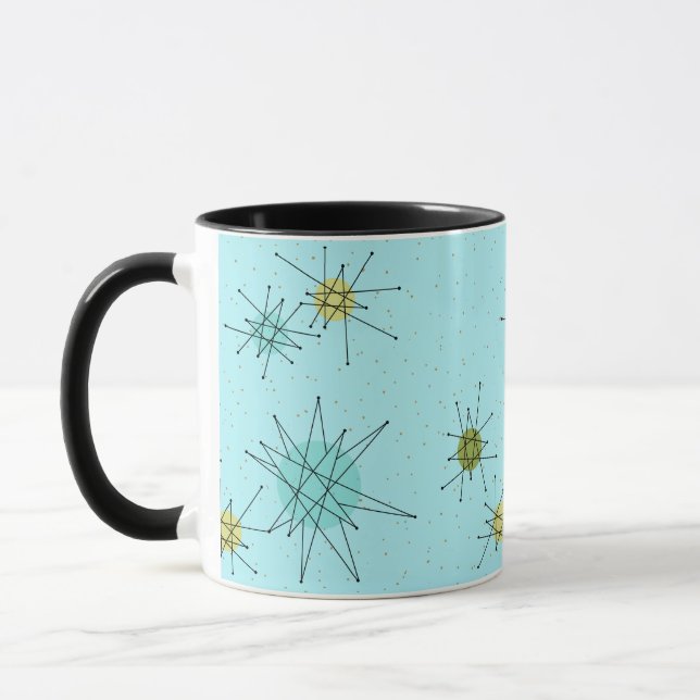 Robin's Egg Blue Atomic Starbursts Mug (Left)