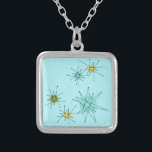 Robin's Egg Blue Atomic Starbursts  Necklace<br><div class="desc">This Robin’s Egg Blue Iconic Atomic Starbursts Necklace pattern features iconic atomic starbursts. That’s right! The old school, robin’s egg blue coloured background with gold speckles is the perfect backdrop for the vibrant turquoise, soothing celery, and kitschy pear green coloured circles. The spots of colour are sporadically placed in various...</div>