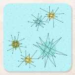 Robin's Egg Blue Atomic Starbursts Paper Coaster<br><div class="desc">This Robin’s Egg Blue Iconic Atomic Starbursts Paper Coaster pattern features iconic atomic starbursts. That’s right! The old school, robin’s egg blue coloured background with gold speckles is the perfect backdrop for the vibrant turquoise, soothing celery, and kitschy pear green coloured circles. The spots of colour are sporadically placed in...</div>