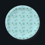 Robin's Egg Blue Atomic Starbursts Paper Plate<br><div class="desc">This Robin’s Egg Blue Iconic Atomic Starbursts Paper Plate pattern features iconic atomic starbursts. That’s right! The old school, robin’s egg blue coloured background with gold speckles is the perfect backdrop for the vibrant turquoise, soothing celery, and kitschy pear green coloured circles. The spots of colour are sporadically placed in...</div>