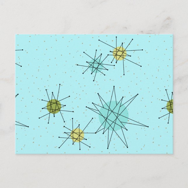 Robin's Egg Blue Atomic Starbursts Postcard (Front)