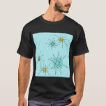 Robin's Egg Blue Atomic Starbursts T-Shirt<br><div class="desc">This Robin’s Egg Blue Iconic Atomic Starbursts T-Shirt pattern features iconic atomic starbursts. That’s right! The old school, robin’s egg blue coloured background with gold speckles is the perfect backdrop for the vibrant turquoise, soothing celery, and kitschy pear green coloured circles. The spots of colour are sporadically placed in various...</div>