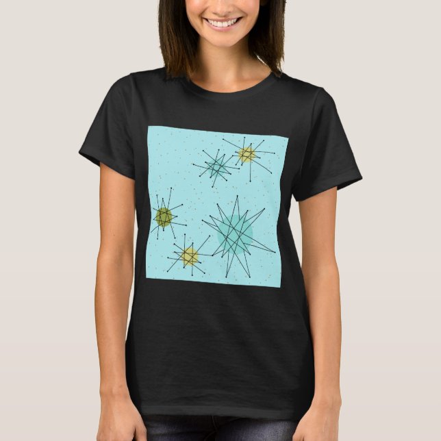 Robin's Egg Blue Atomic Starbursts T-Shirt (Front)
