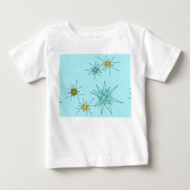 Robin's Egg Blue Atomic Starbursts T-Shirt (Front)