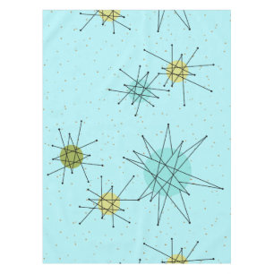 Robin's Egg Blue Atomic Starbursts Tablecloth
