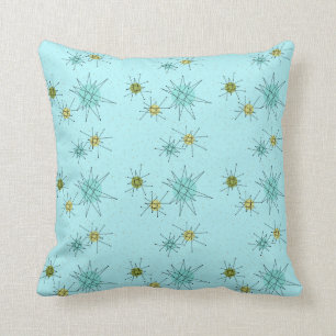 Robin's Egg Blue Atomic Starbursts Throw Pillow