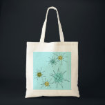 Robin's Egg Blue Atomic Starbursts Tote Bag<br><div class="desc">This Robin’s Egg Blue Iconic Atomic Starbursts Tote Bag pattern features iconic atomic starbursts. That’s right! The old school, robin’s egg blue colored background with gold speckles is the perfect backdrop for the vibrant turquoise, soothing celery, and kitschy pear green colored circles. The spots of color are sporadically placed in...</div>
