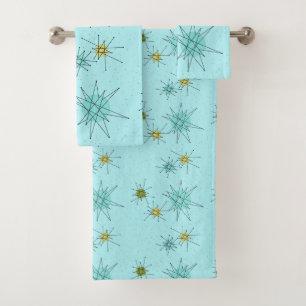 Robin's Egg Blue Atomic Starbursts Towel Set