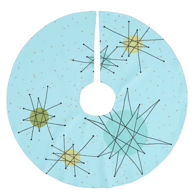 Robin's Egg Blue Atomic Starbursts Tree Skirt (Front)