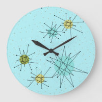 Robin's Egg Blue Atomic Starbursts Wall Clock