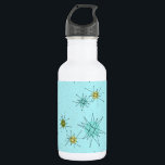 Robin's Egg Blue Atomic Starbursts Water Bottle<br><div class="desc">This Robin’s Egg Blue Iconic Atomic Starbursts Water Bottle pattern features iconic atomic starbursts. That’s right! The old school, robin’s egg blue coloured background with gold speckles is the perfect backdrop for the vibrant turquoise, soothing celery, and kitschy pear green coloured circles. The spots of colour are sporadically placed in...</div>