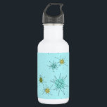 Robin's Egg Blue Atomic Starbursts Water Bottle<br><div class="desc">This Robin’s Egg Blue Iconic Atomic Starbursts Water Bottle pattern features iconic atomic starbursts. That’s right! The old school, robin’s egg blue coloured background with gold speckles is the perfect backdrop for the vibrant turquoise, soothing celery, and kitschy pear green coloured circles. The spots of colour are sporadically placed in...</div>
