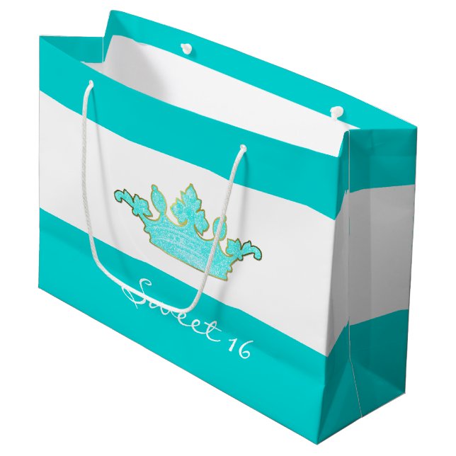 Robins Egg Blue Crown Custom Gift Bag (Front Angled)