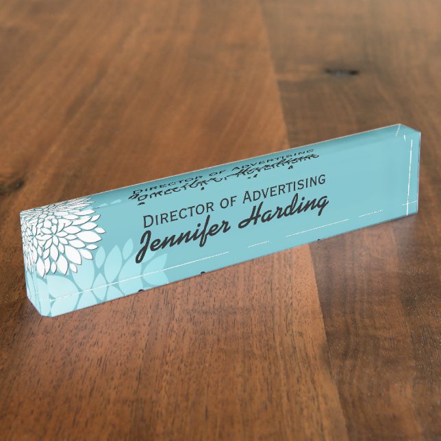 Robins Egg Blue Custom Desk Nameplate (Side)