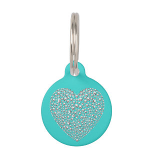 Robin's Egg BLue Diamond Heart Dog Cat Pet ID Tag