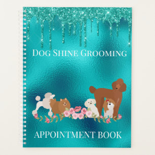 Robin's Egg Blue Dog Grooming Glitter Pet Services Planner