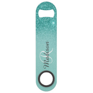 Robin's Egg Blue Faux Glitter Ombre Monogram