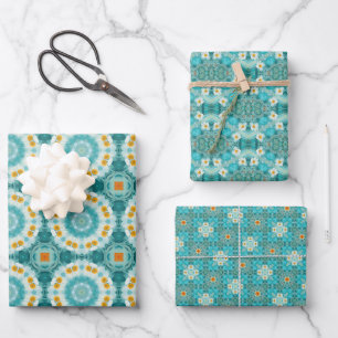 Robin's Egg Blue Geometric Abstract Pattern No1 Wrapping Paper Sheet