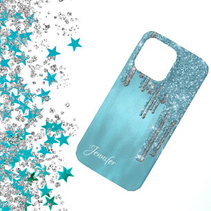 Robins Egg Blue Glitter Drips  iPhone 13 Pro Case