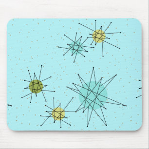 Robin's Egg Blue Iconic Atomic Starbursts Mousepad
