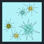 Robin's Egg Blue Iconic Atomic Starbursts Poster<br><div class="desc">This Robin’s Egg Blue Iconic Atomic Starbursts Poster pattern features iconic atomic starbursts. That’s right! The old school, robin’s egg blue coloured background with gold speckles is the perfect backdrop for the vibrant turquoise, soothing celery, and kitschy pear green coloured circles. The spots of colour are sporadically placed in various...</div>