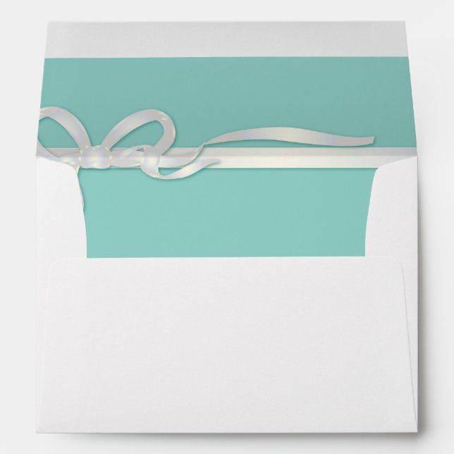 Robin's Egg Blue Jewellery Box with White Ribbon Envelope (Back (Bottom))