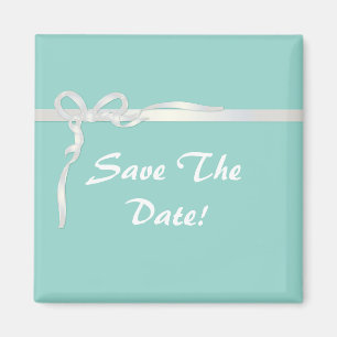 Robin's Egg Blue Jewellery Box with White Ribbon Magnet