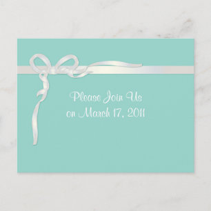 Robin's Egg Blue Jewellery Box with White Ribbon Postcard