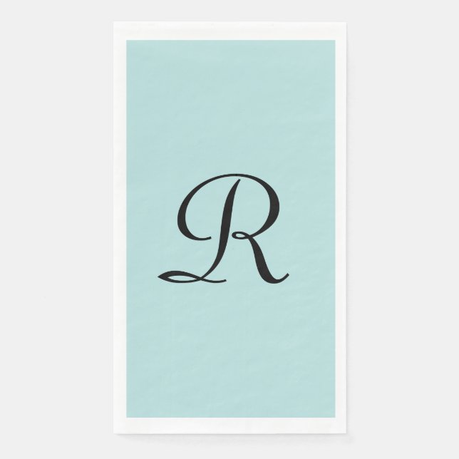 Robin's Egg Blue Monogrammed Paper Guest Towel Napkin (Front)