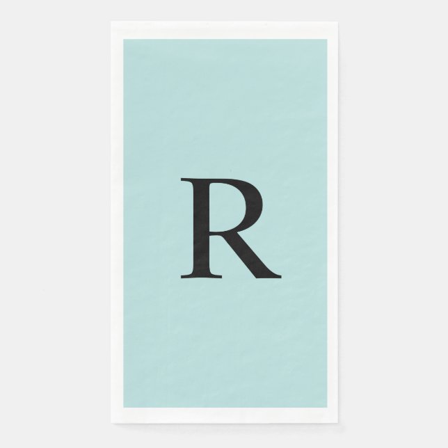 Robin's Egg Blue Monogrammed Paper Guest Towel Napkin (Front)