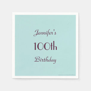 Robins Egg Blue Paper Napkins 100th Birthday Party