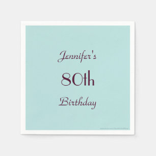 Robins Egg Blue Paper Napkins, 80th Birthday Party Napkin