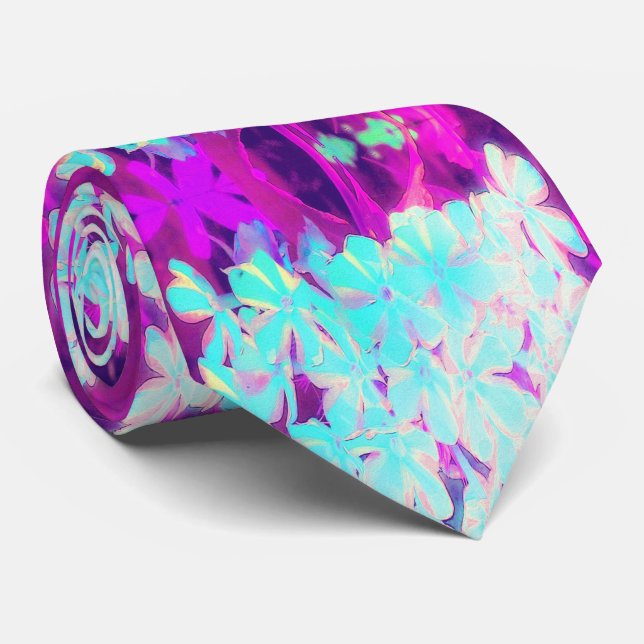 Robin's Egg Blue Peppermint Twist Phlox Flowers Tie (Rolled)