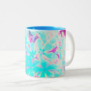 Robin's Egg Blue Peppermint Twist Phlox Flowers Two-Tone Coffee Mug